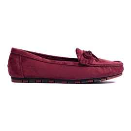 Mocassini da donna in camoscio bordeaux rosso