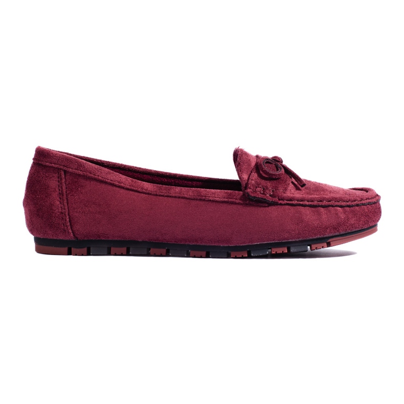 Mocassini da donna in camoscio bordeaux rosso