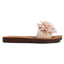 Infradito da donna beige con fiore
