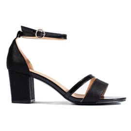 Eleganti sandali neri con tacco da donna nero