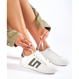 Sneakers da donna bianche e verdi bianca