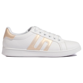 Sneakers da donna bianche e dorate bianco