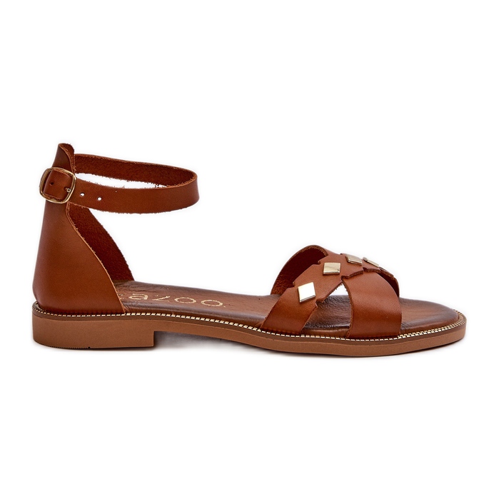 Zazoo 40378 Sandali piatti in pelle da donna, Marrone