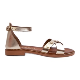 Zazoo 40378 Sandali piatti in pelle da donna, Oro d'oro