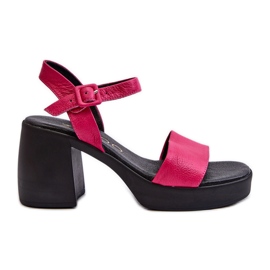 Zazoo 40386 Sandali in pelle da donna su un blocco Fucsia rosa