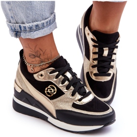 Evento Sneakers Con Zeppa Con Lacci Da Donna Nere E Oro Genova nero