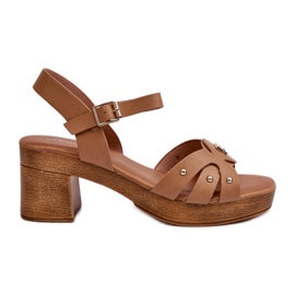 Sandali Con Tacco Alto Da Donna In Eco Pelle, Colore Marrone Assames