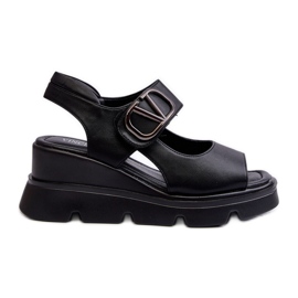 Vinceza Sandali Da Donna Con Zeppa E Plateau In Eco Pelle, Triaola Nera nero