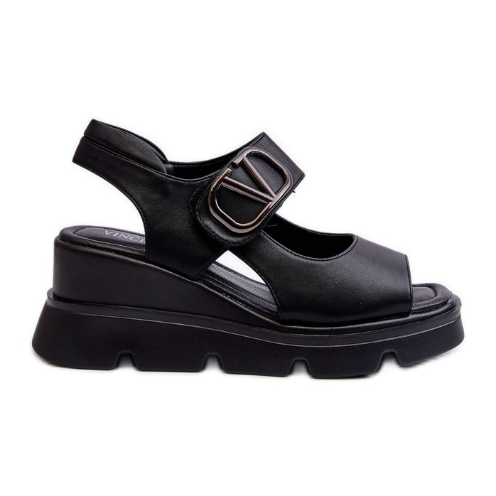 Vinceza Sandali Da Donna Con Zeppa E Plateau In Eco Pelle, Triaola Nera nero