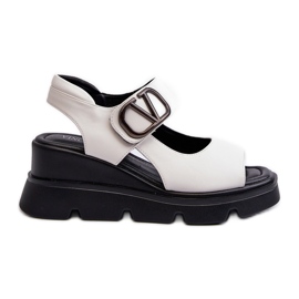 Vinceza Sandali con Zeppa e Plateau da Donna in Eco Pelle, Triaola Bianco