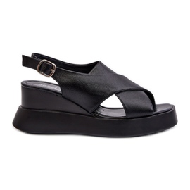 Sandali da Donna in Eco Pelle con Plateau e Zeppa, Nero Vaiara