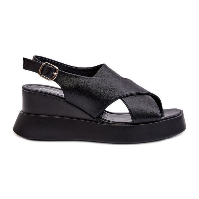 Sandali da Donna in Eco Pelle con Plateau e Zeppa, Nero Vaiara