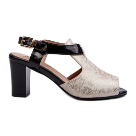 Jezzi Sandali con Tacco Alto da Donna Realizzati in Eco Pelle, Oro e Nero Queenmarie d'oro