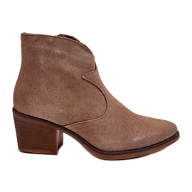 S.Barski Stivali da cowboy in pelle scamosciata con cerniera D&amp;A SN622-29 Beige scuro