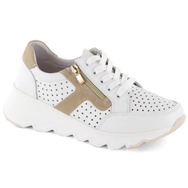 Scarpe sportive con zeppa traforata da donna in pelle, bianche, T.Sokolski 245 bianco