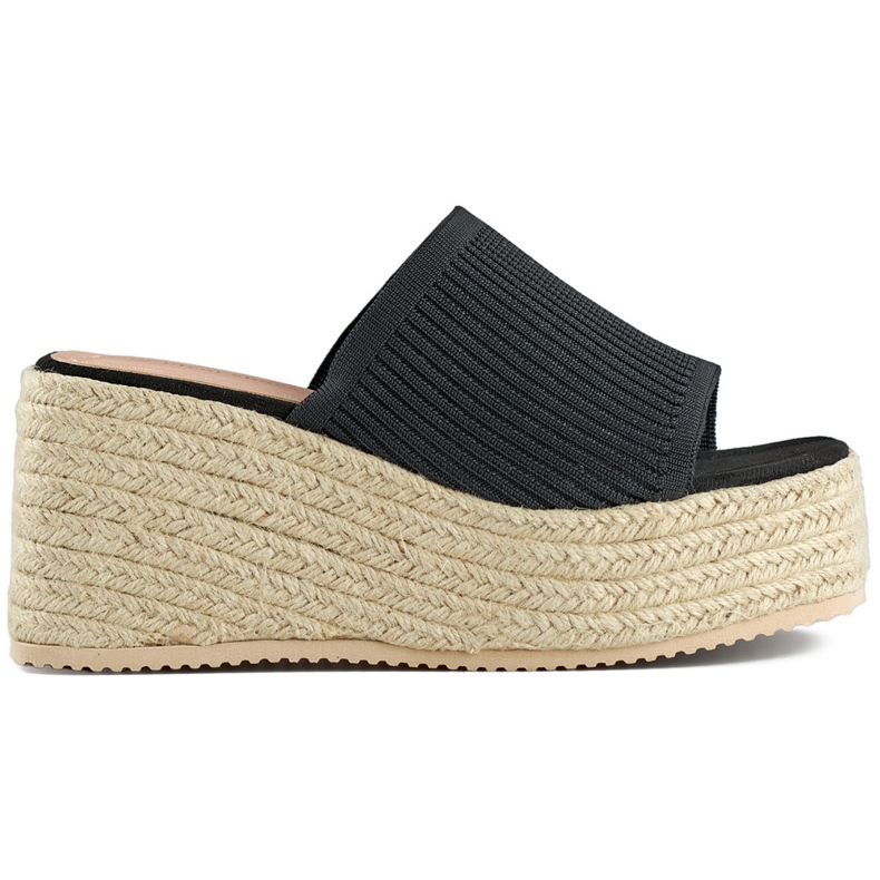 Infradito espadrillas nere con zeppa alta nero