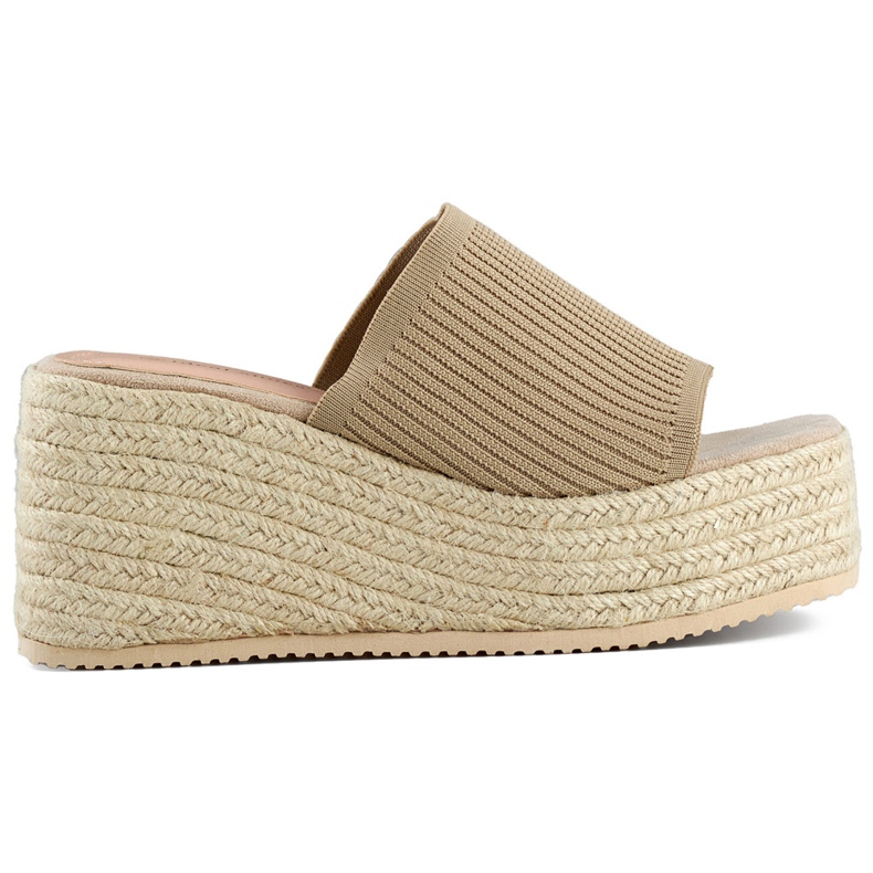 Infradito espadrillas beige con zeppa alta