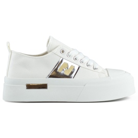 Sneakers bianche da donna alla moda con suola spessa e plateau bianca