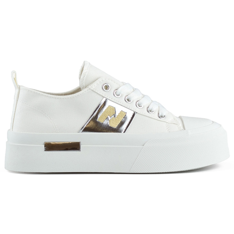 Sneakers bianche da donna alla moda con suola spessa e plateau bianca