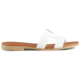 Infradito da donna in pelle bianca, infradito classiche in pelle bianca bianco