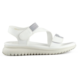 Comodi sandali bianchi da donna con fascia elastica e chiusura in velcro bianca