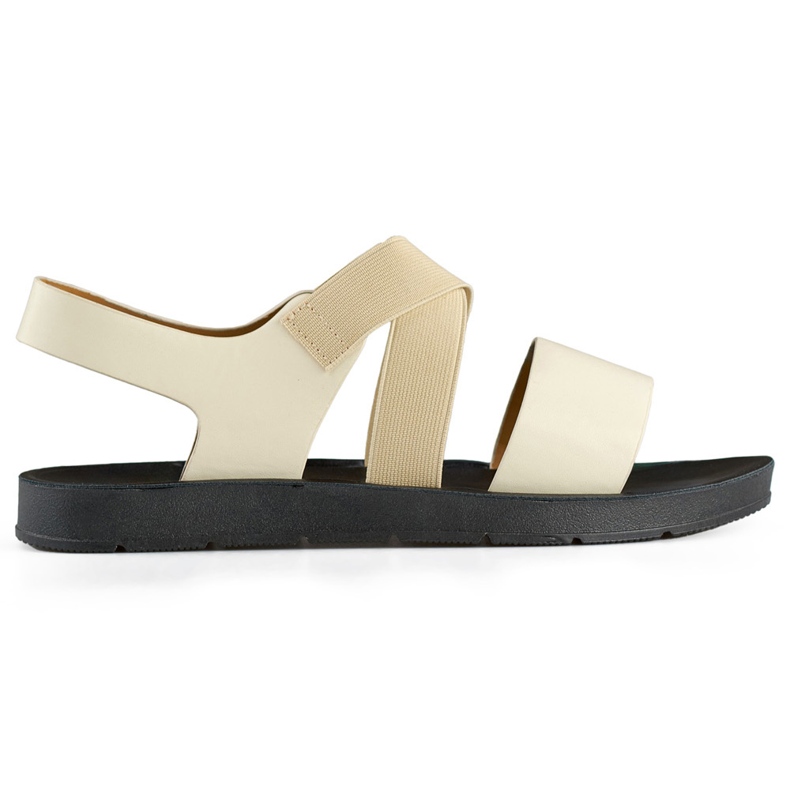 Sandali elastici beige con tomaia aderente e fascia elastica
