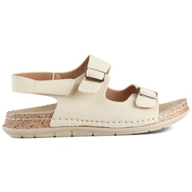 Comodi sandali da donna beige con chiusura in velcro