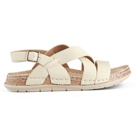 Sandali da donna beige con sottopiede in pelle