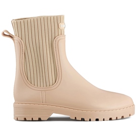 Stivali Wellington da donna beige con tomaia a calzino elastico