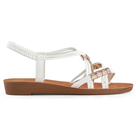 Sandali da donna con fascia elastica con decoro oro bianco