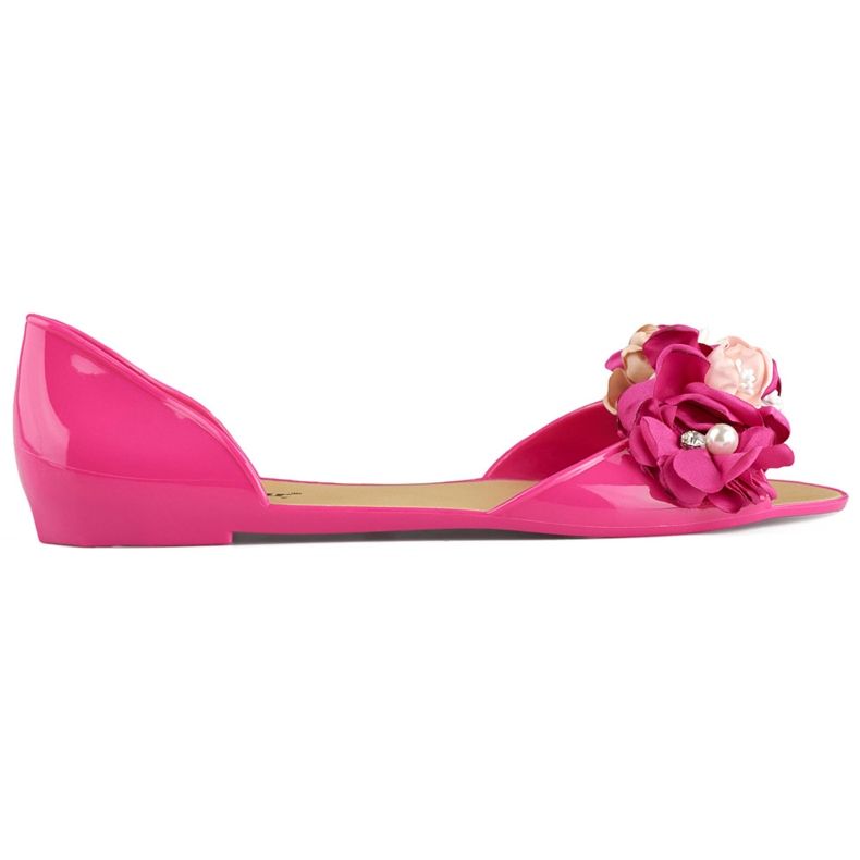 Ballerine aperte in gomma rosa con fiori