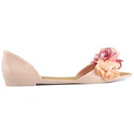 Ballerine aperte da donna beige con fiori