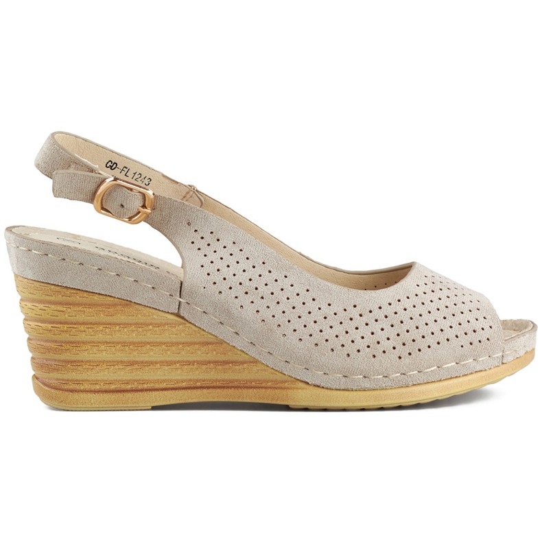 Goodin Sandali con zeppa beige traforati