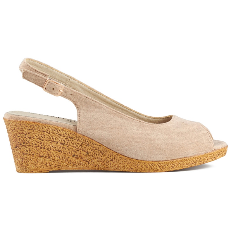 Sandali con zeppa beige, sandali comodi con tacco alto