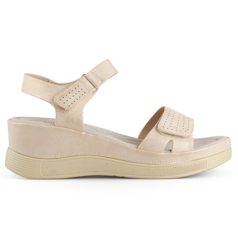 Sandali da donna beige con regolazione in velcro
