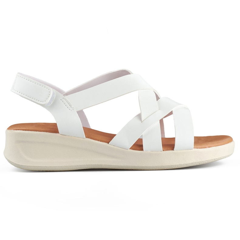 Comodi sandali bianchi da donna con zeppa bassa bianca
