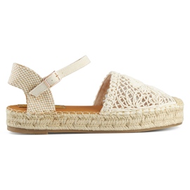 Sandali espadrillas beige con suola spessa, espadrillas intrecciate