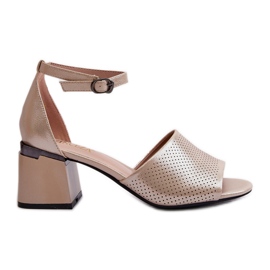 Vinceza Sandali con tacco alto da donna in ecopelle, Horissa color oro beige