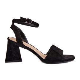 Vinceza Sandali con Tacco Alto da Donna Realizzati in Eco Camoscio Nero Upttima