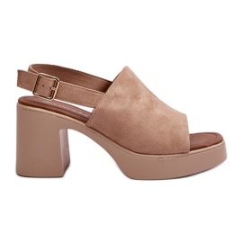 Vinceza Sandali da Donna Realizzati in Eco Camoscio con Plateau e Tacco Alto, Vatle Beige