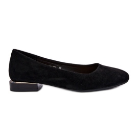 Ballerine da donna in ecopelle scamosciata con tacco basso, nere Sergio Leone PB202 nero
