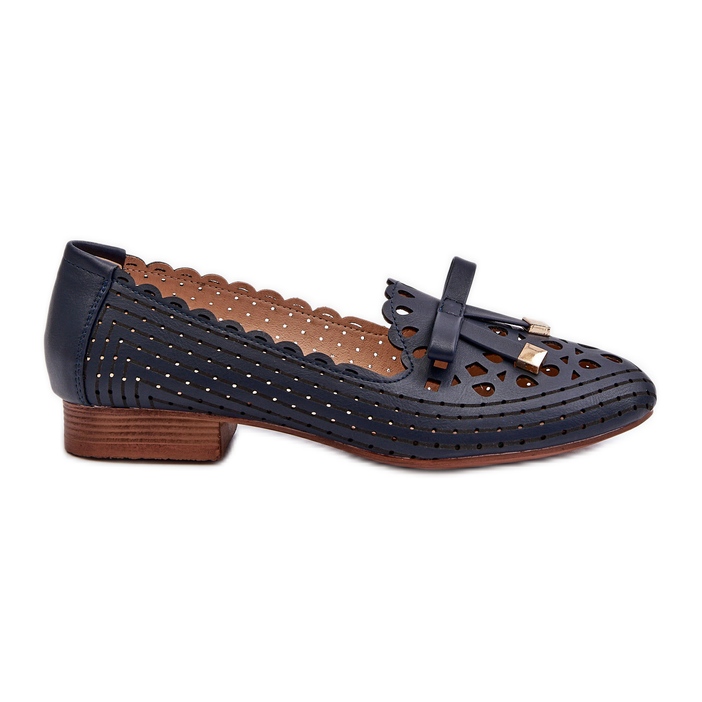 Jezzi Ballerine Traforate Con Fiocco da Donna, Nestavia Blu Navy