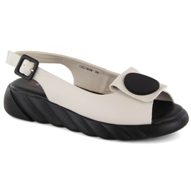 Comodi sandali da donna in pelle sulla piattaforma beige Artiker 52C1639