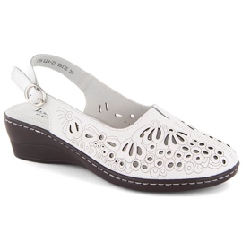 Comodi sandali da donna completamente traforati in pelle, bianchi, T.Sokolski L24-27 bianco