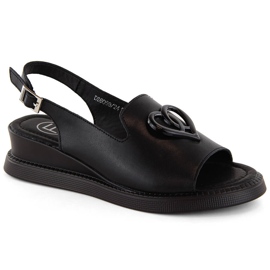 Sandali zeppa da donna in pelle nera Filippo DS6069 nero