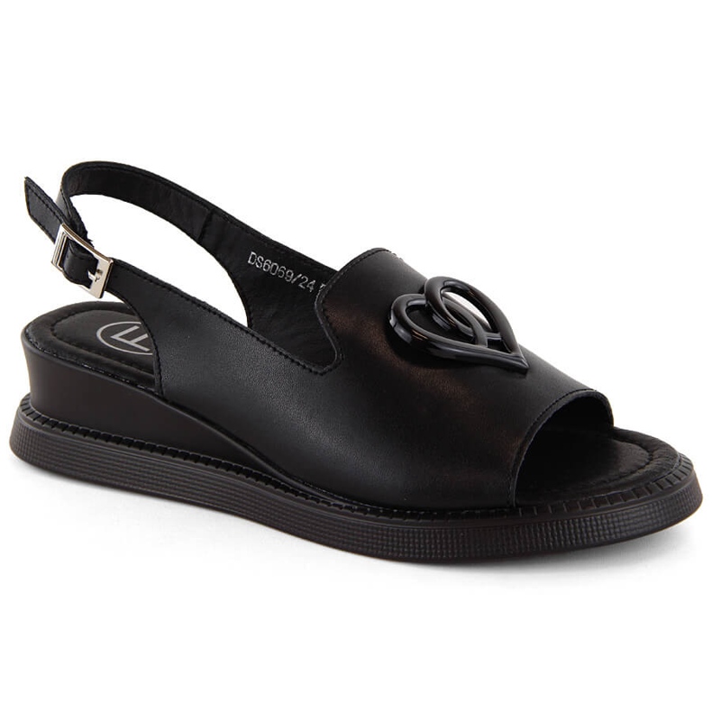 Sandali zeppa da donna in pelle nera Filippo DS6069 nero