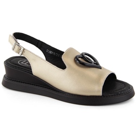 Sandali con zeppa da donna in pelle, oro Filippo DS6069 d'oro
