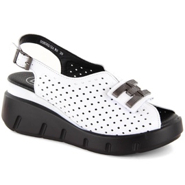 Sandali zeppa da donna in pelle bianca traforata Filippo DS6062