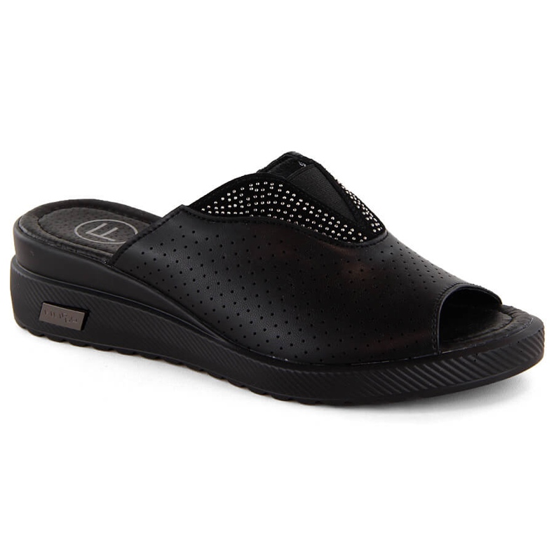 Sandali zeppa da donna in pelle nera Filippo DK6146 nero
