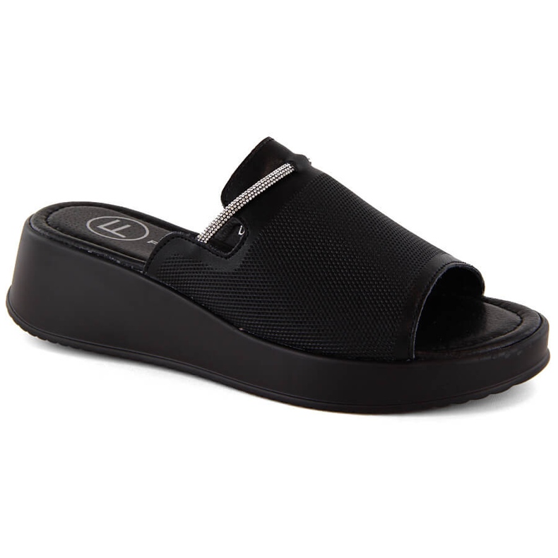 Sandali zeppa da donna in pelle nera Filippo DK6067 nero